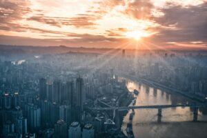 gray-concrete-buildings-during-golden-hour