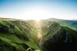 aerial-view-of-grass-mountains