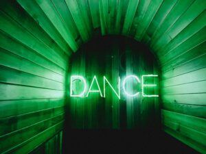 brown-door-with-dance-neon-lights